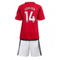 Billiga Manchester United Christian Eriksen #14 Barnkläder Hemma fotbollskläder till baby 2023-24 Kortärmad (+ Korta byxor)